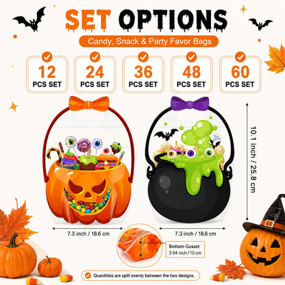 Halloween Plastic Goodie Bags, Trick or Treat Candy Bags 🎃（fb）