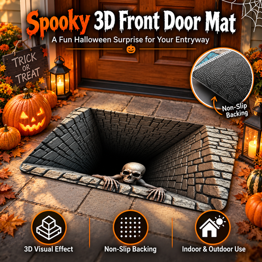 🔥Hot sales🔥Halloween Front Door Mat – Festive 3D Visual Skull
