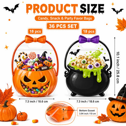 Halloween Plastic Goodie Bags, Trick or Treat Candy Bags 🎃（fb）