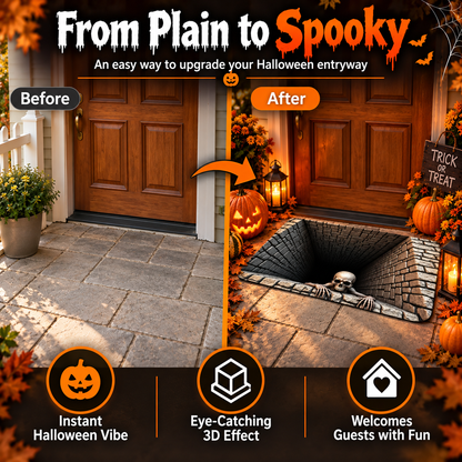 🔥Hot sales🔥Halloween Front Door Mat – Festive 3D Visual Skull