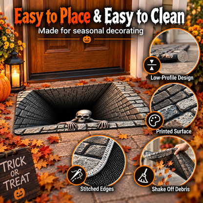 🔥Hot sales🔥Halloween Front Door Mat – Festive 3D Visual Skull