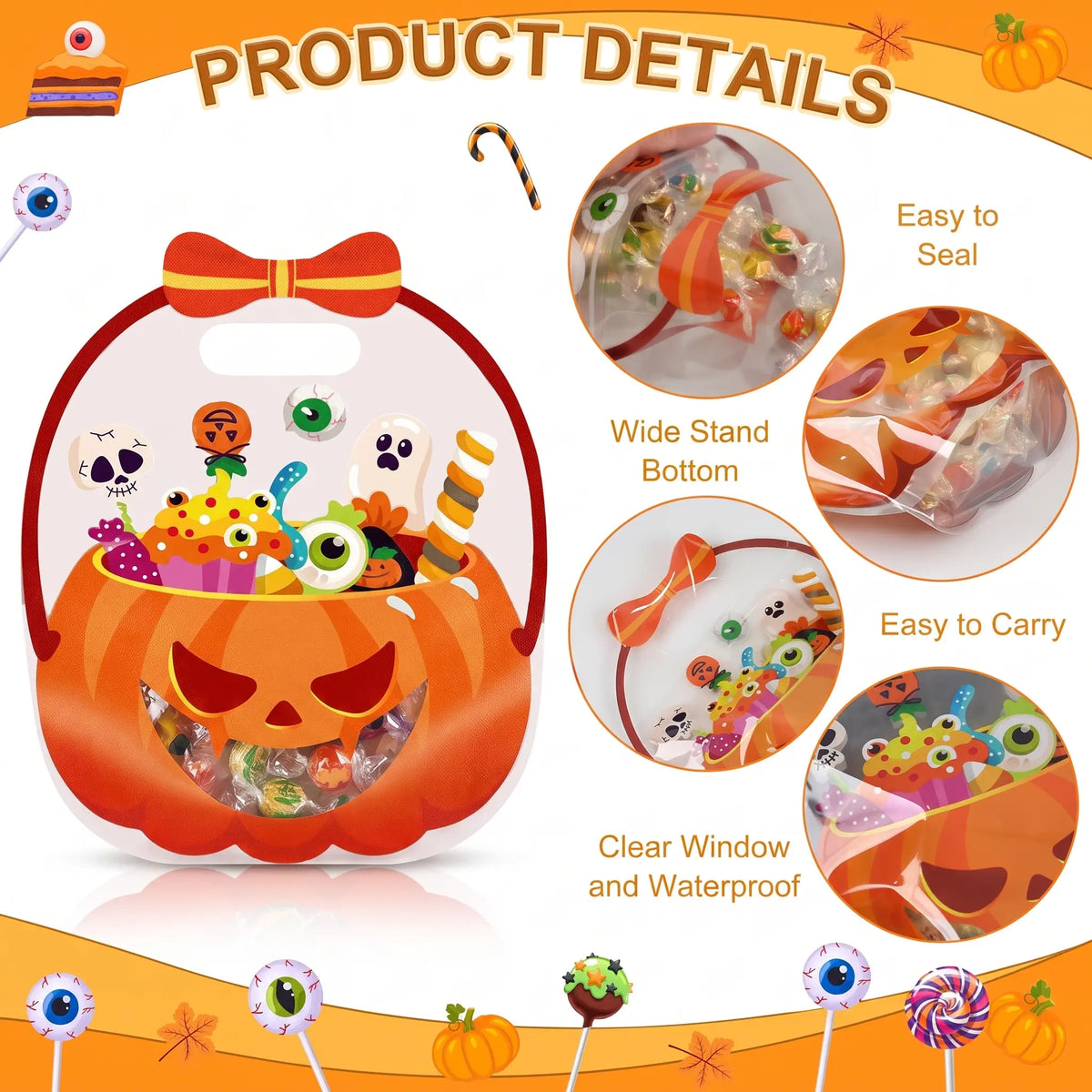 Halloween Plastic Goodie Bags, Trick or Treat Candy Bags 🎃（fb）