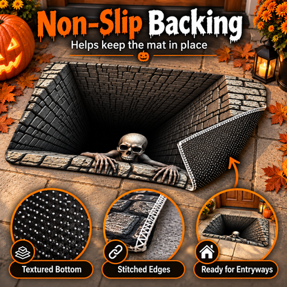 🔥Hot sales🔥Halloween Front Door Mat – Festive 3D Visual Skull