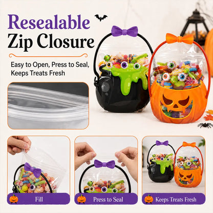 Halloween Plastic Goodie Bags, Trick or Treat Candy Bags 🎃（fb）