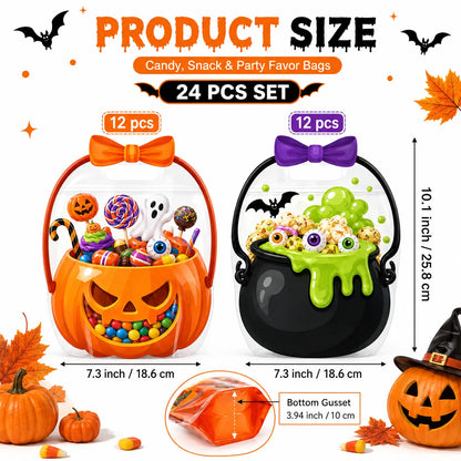 Halloween Plastic Goodie Bags, Trick or Treat Candy Bags 🎃（fb）
